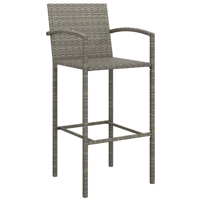 Pemberly Row 5 Piece Poly Rattan Small Outdoor Patio Bar Set in Gray