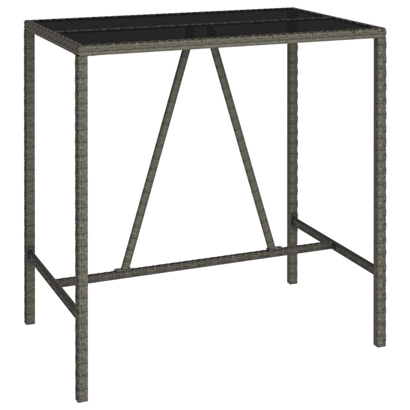 Pemberly Row 5 Piece Poly Rattan Small Outdoor Patio Bar Set in Gray