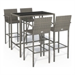 Pemberly Row 5 Piece Poly Rattan Small Outdoor Patio Bar Set in Gray