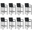 Pemberly Row 9 Piece Poly Rattan Outdoor Patio Bar Set in Black