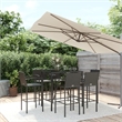 Pemberly Row 7 Piece Steel Outdoor Patio Bar Set with Cushions in Black