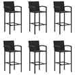 Pemberly Row 7 Piece Steel Outdoor Patio Bar Set with Cushions in Black