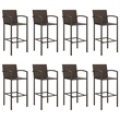 Pemberly Row 9 Piece Steel Outdoor Patio Bar Set with Cushions in Brown