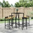 Pemberly Row 5 Piece Solid Acacia Wood Small Bar Set in Black