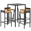 Pemberly Row 5 Piece Solid Acacia Wood Small Bar Set in Black