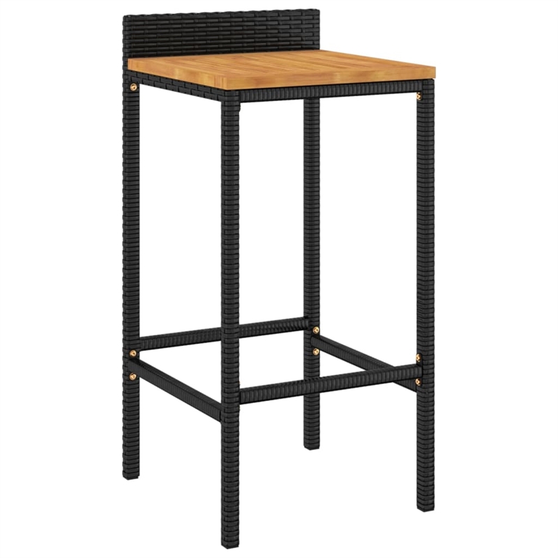 Pemberly Row 5 Piece Solid Acacia Wood Small Bar Set in Black