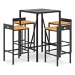 Pemberly Row 5 Piece Solid Acacia Wood Small Bar Set in Black