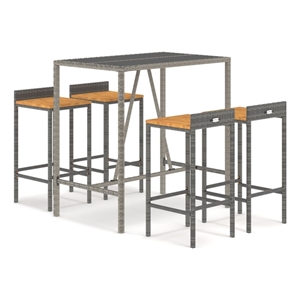 Pemberly Row Steel Outdoor Patio Bar Set with Cushions in Gray