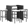 Pemberly Row 7 Piece Poly Rattan Bar Set in Black/White/Cream