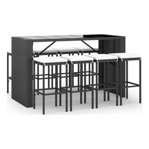 Pemberly Row 5 Piece Steel Small Outdoor Patio Bar Set in Black/Cream