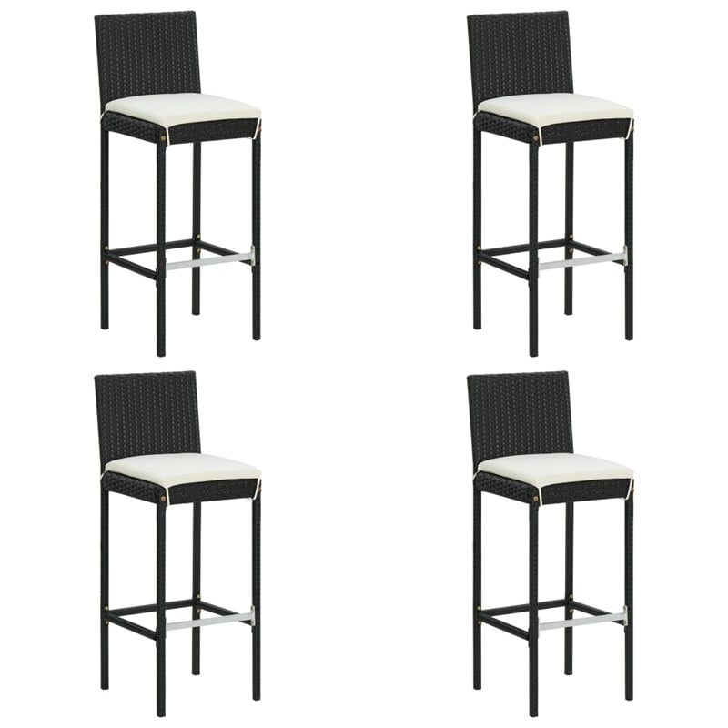 Pemberly Row 5 Piece Poly Rattan Outdoor Patio Bar Set in Gray