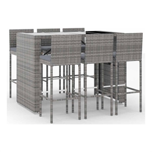 Pemberly Row Steel Small Outdoor Patio Bar Set in Black/White/Cream