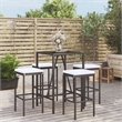 Pemberly Row 5 Piece Steel Outdoor Patio Bar Set with Cushions in Black