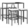 Pemberly Row 5 Piece Steel Outdoor Patio Bar Set with Cushions in Black