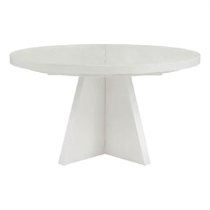 Pemberly Row Coastal Pine Veneer Dining Table with Leaf in Shoreline White