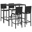 Pemberly Row 5 Piece Steel Outdoor Patio Bar Set with Cushions in Black