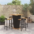 Pemberly Row 5 Piece Poly Rattan Outdoor Patio Bar Set in Black