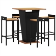 Pemberly Row 5 Piece Poly Rattan Outdoor Patio Bar Set in Black