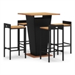 Pemberly Row 5 Piece Poly Rattan Outdoor Patio Bar Set in Black