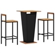 Pemberly Row 3 Piece Solid Acacia Wood Outdoor Patio Bar Set in Black