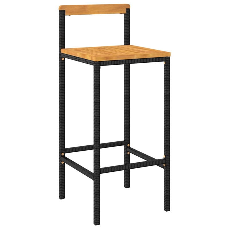 Pemberly Row 3 Piece Solid Acacia Wood Outdoor Patio Bar Set in Black
