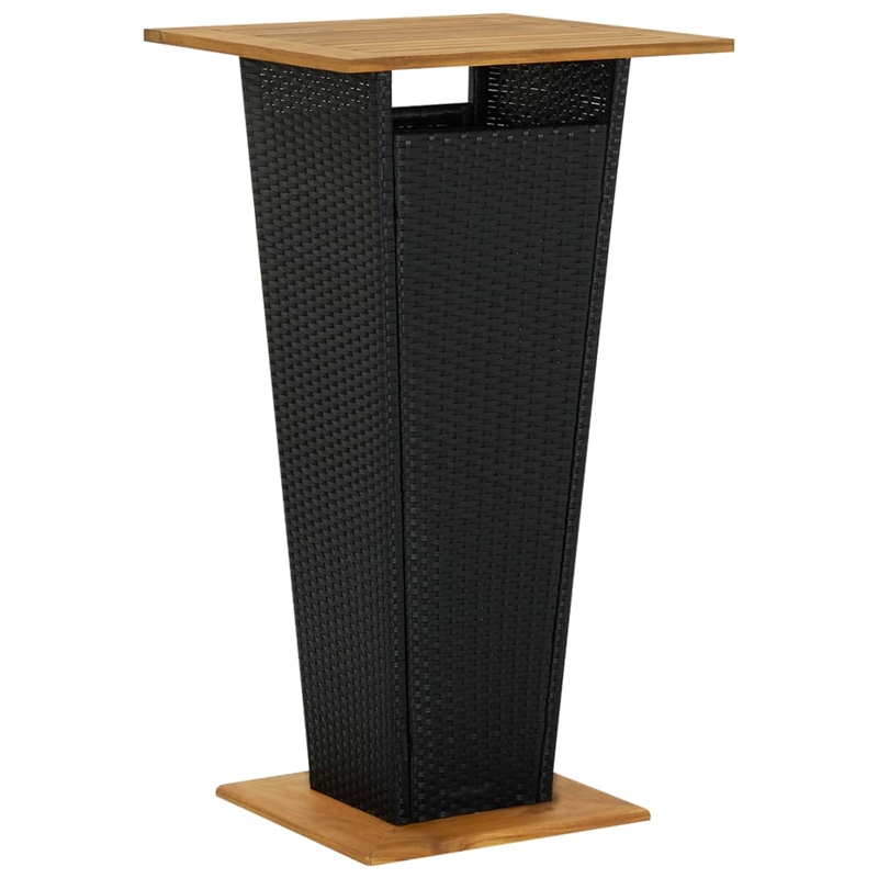 Pemberly Row 3 Piece Solid Acacia Wood Outdoor Patio Bar Set in Black