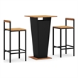 Pemberly Row 3 Piece Solid Acacia Wood Outdoor Patio Bar Set in Black