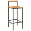 Pemberly Row Solid Acacia Wood Outdoor Patio Bar Set with Cushions in Gray