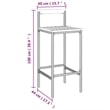 Pemberly Row Solid Acacia Wood Outdoor Patio Bar Set with Cushions in Gray