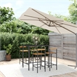 Pemberly Row 5 Piece Outdoor Patio Bar Set with Cushions in Black