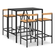 Pemberly Row 5 Piece Outdoor Patio Bar Set with Cushions in Black