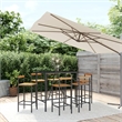 Pemberly Row 7 Piece Outdoor Patio Bar Set with Cushions in Black
