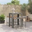 Pemberly Row 5 Piece Solid Acacia Wood Outdoor Patio Bar Set in Gray