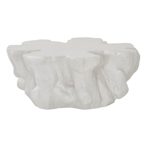 Pemberly Row Cliffside Sculptural White Concrete Cocktail Table