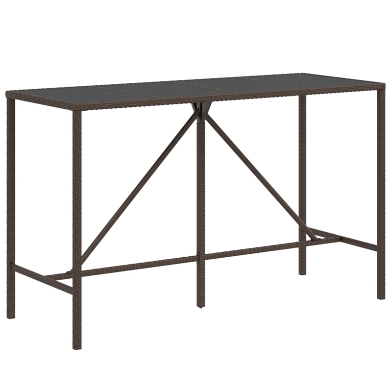 Pemberly Row Garden Outdoor Patio Bar Set with Cushions in Brown
