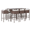 Pemberly Row 9 Piece Poly Rattan Bar Set in White/Brown/Cream