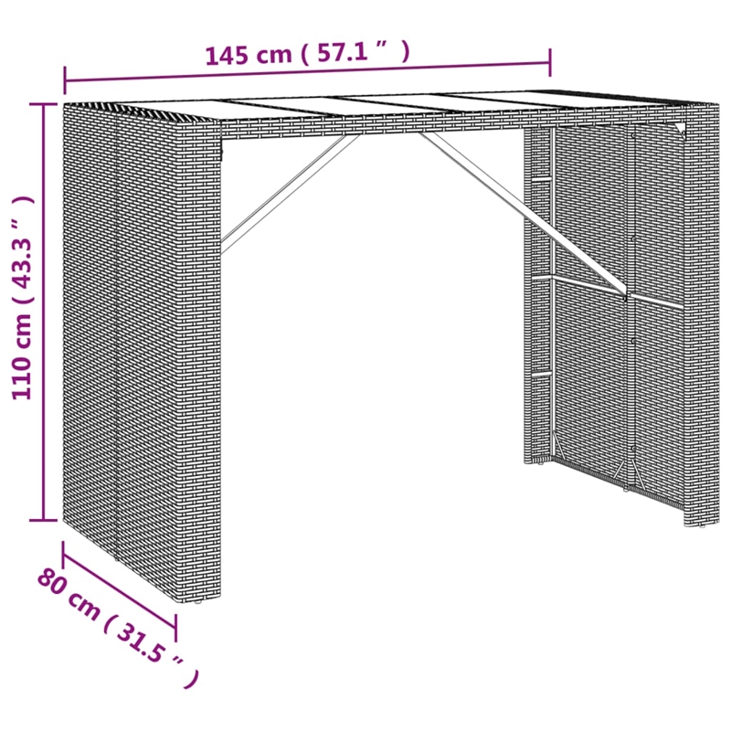 Pemberly Row 5 Piece Poly Rattan Bar Set in Black/White/Brown/Cream
