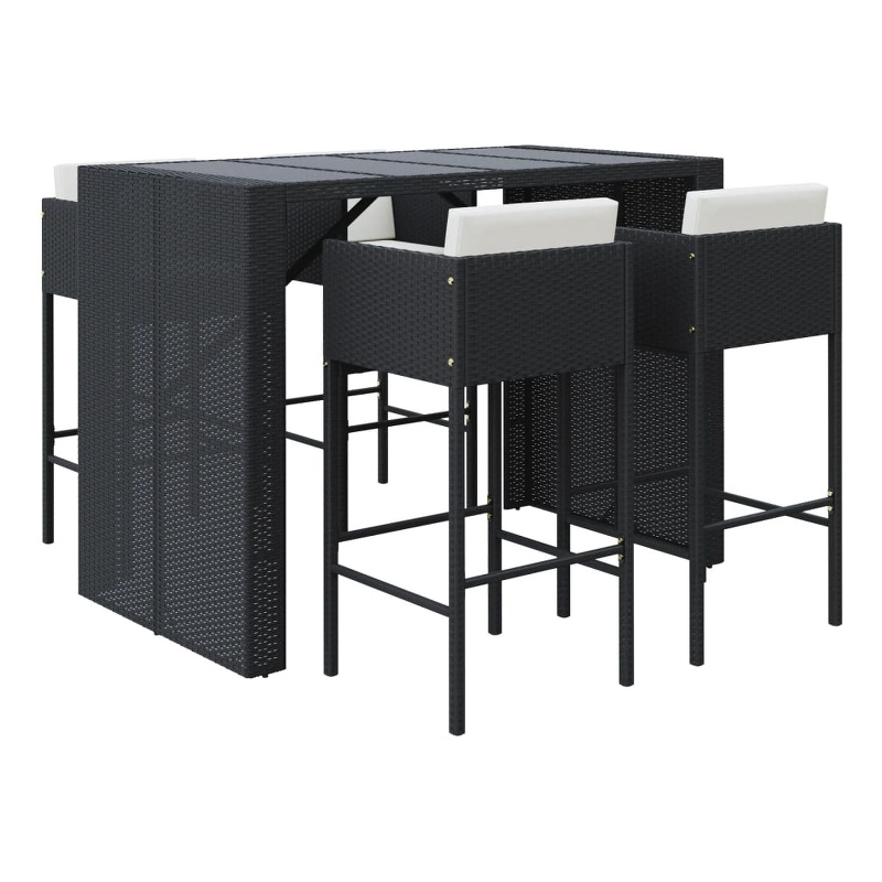 Pemberly Row 5 Piece Steel Outdoor Patio Bar Set in Black/White/Cream