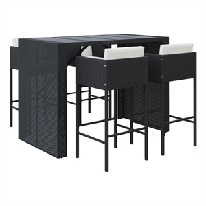 Pemberly Row 5 Piece Steel Outdoor Patio Bar Set in Black/White/Cream