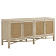 Pemberly Row Woven Door Oak Credenza with Adjustable Shelves in Dockside Tan