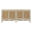Pemberly Row Woven Door Oak Credenza with Adjustable Shelves in Dockside Tan