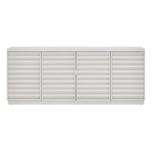 Pemberly Row Louvered Door Credenza with Adjustable Shelves in Shoreline White