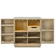 Pemberly Row Oak Bar Cabinet with Quartz Top and Wine Storage in Dockside