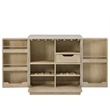 Pemberly Row Oak Bar Cabinet with Quartz Top and Wine Storage in Dockside