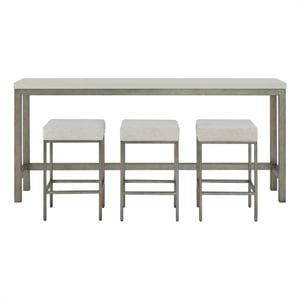 Pemberly Row Console with 3 Stools and Quartz Top in Antique Nickel