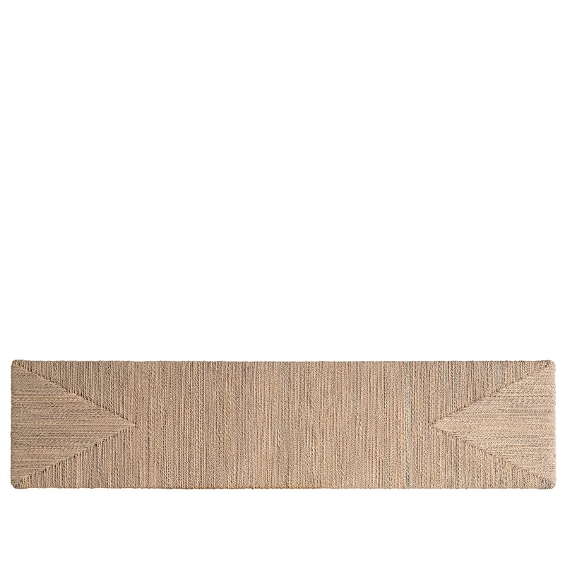 Pemberly Row Abaca Wrapped Console with Open Shelf Display in Natural Tan