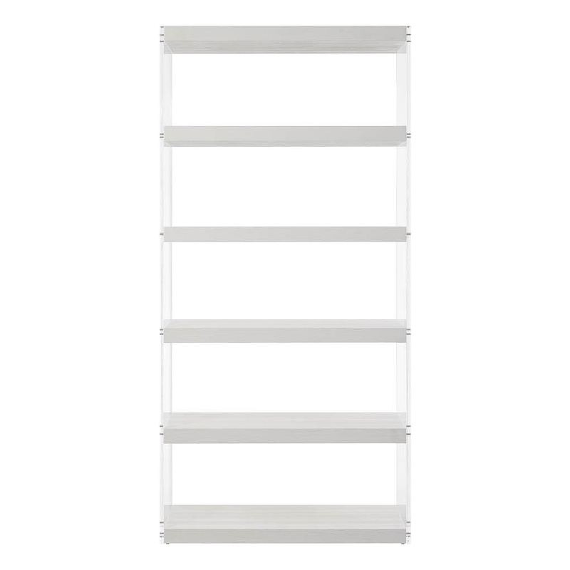 Pemberly Row Acrylic End Support Etagere with Display Shelves in White