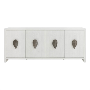 Pemberly Row Coastal Credenza with Shell Hardware and Storage in White