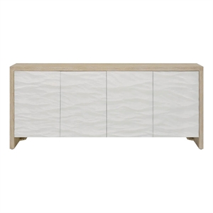 Pemberly Row Wave Pattern Oak Credenza with Silverware Tray in Dockside Tan