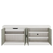Pemberly Row Grasscloth Door White Credenza with Nickel Hardware